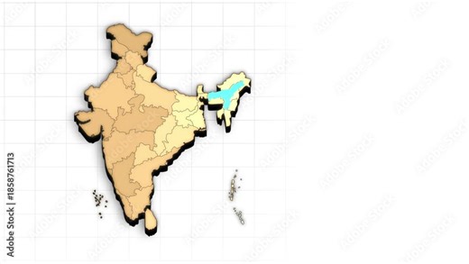 Assam India Map Animation Highlighted State