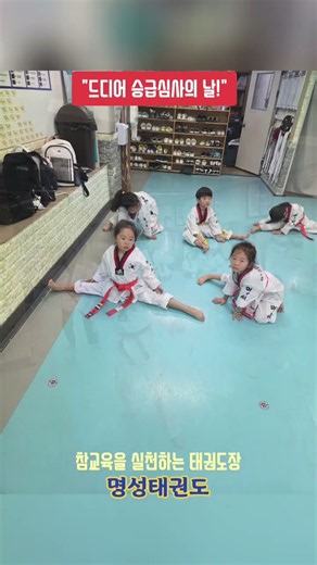 #태권도#태권도장#승급심사#쇼츠#명성태권도 승급심사의 날!국민의례를 시작으로 유연성, 정권지르기, 기본동작을 차례대로 실시하고, 급별 발차기와 품새, 지정품새, 시연겨루기까지 집중