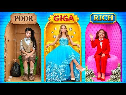 Rich vs Poor vs Giga PRINCESS + MORE adventures for kids