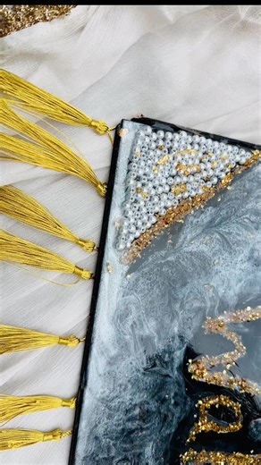 Custom Resin Art with Waheguru In White Pearls