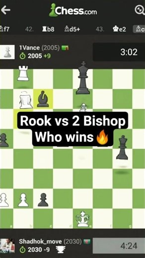Rook vs Double Bishop who wins this chess game #chess #rook #shadhok_moves