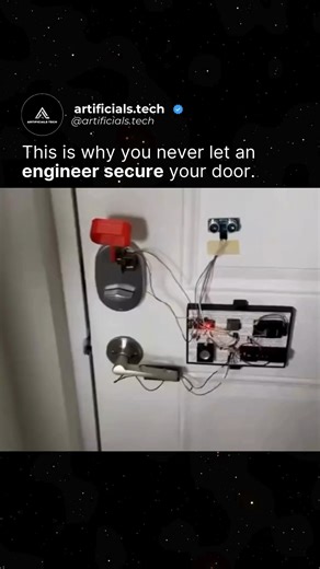 Artificial Intelligence | Future Technology on Instagram: "Engineers never just lock a door. They turn it into a mechanical event. This viral garage setup uses an absurd network of chains, pulleys, counterweights, and latches, all choreographed into one overengineered sequence. Pull a single rope, and the system explodes into motion: gears spin, bars slam shut, bolts snap into place. It takes a full 30 seconds of metallic chaos just to secure the door. Does it work? Perfectly. Was a simple deadb