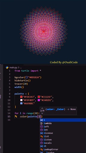 Python Turtle 🔥✨ #python #programming #graphics#coding#shorts#oualicode