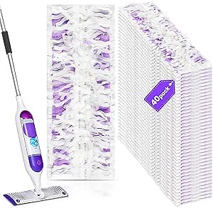Pure Realm 40 Cout Power Mop Pads Refills for Powermop , Multi-Surface Disposablen swiffer Power Mop Pads，Unscented Spray Cleaning Repalcement Pads Refill