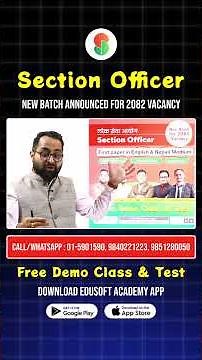 #Loksewa #SectionOfficer Online class ‪@EdusoftAcademy‬ | New batch Announced for 2082 Vacancy