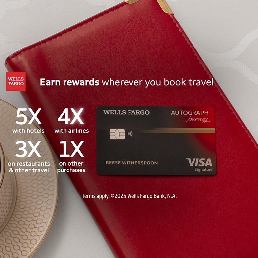 Earn rewards wherever you book travel with the Wells Fargo Autograph Journey℠ Card. Terms apply. | Wells Fargo