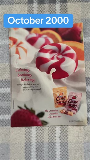 Such an underrated candy! Advertisement from the October 3, 2000 Woman’s Day magazine ##y2k##2000##cremesavers##candy##nostalgia