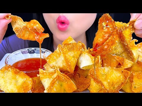 ASMR MUKBANG | Cream Cheese Rangoons Dipped In Sweet Chili Sauce | Eating Sounds | ASMR Phan