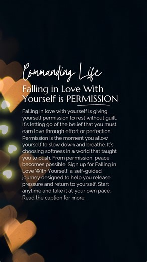 ✨ Falling in Love With Yourself ✨ Self-Guided Course | Start Anytime | Take at Your Own Pace Falling in Love With Yourself is a gentle, heart-opening journey back to you. This self-guided, on-demand course is designed to help you soften self-judgment, rebuild trust with yourself, and create a deeper sense of safety and compassion within. This is the course students say helped them finally choose themselves without guilt. The one that helped them reconnect with their worth. The one they return to