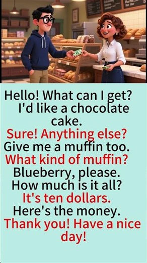 Easy English Conversation at a Bakery 🧁🍰 | Ordering Cake & Muffins