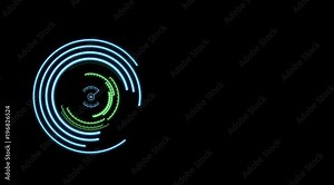 HUD Futuristic Loading Bar Status User Interface Information Element Panel. 4K Motion Abstract Scifi Spin Circle For UI Game Apps Infographic.