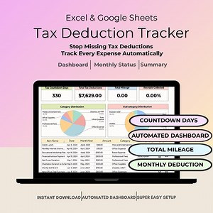 Feuille de calcul de suivi des déductions fiscales : dépenses automatisées, journal du kilométrage (Excel, Google Sheets) - Etsy France