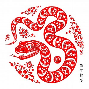 Happy chinese new year 2025 the snake zodiac sign with...