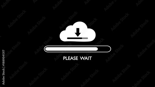 Cloud Download Progress Bar Animation Loading Please Wait loading animation cloud download symbol.