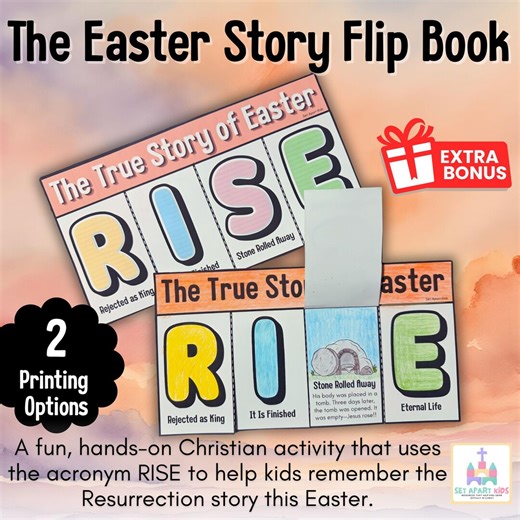 Resurrection Easter Story Flip Book Craft | Easter Christian Activity for Kids | Sunday School Bible Printable - Etsy