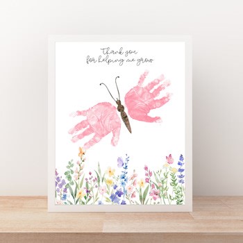 Butterfly Handprint Craft, Thank You For Helping Me Grow Handprint Keepsake