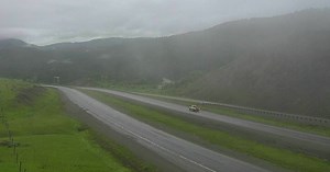 Clear morning road conditions between Butte and Bozeman