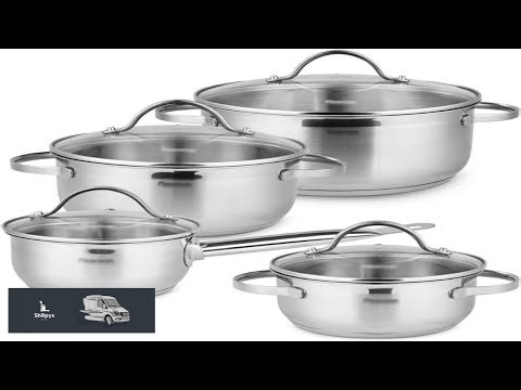 cookware set 4 Pots And Pans 8 piece Set Stainless Steel With Rolled