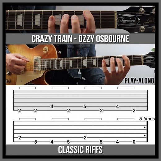 Crazy Train (TAB) - Classic Guitar Riffs - Ozzy Osbourne