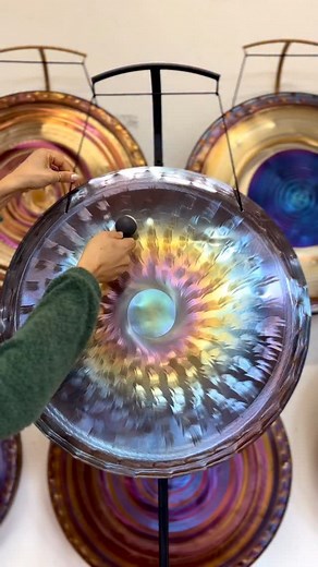 New 24” Nickel Silver Gong line has just dropped! Deep overtones and resonance from the Rainbow Peacock in E 35 cents - 84 Hz . . . #grottasonora #handmademusicalinstrument #soundsculpture #soundjourney #madeinitaly | Grotta Sonora