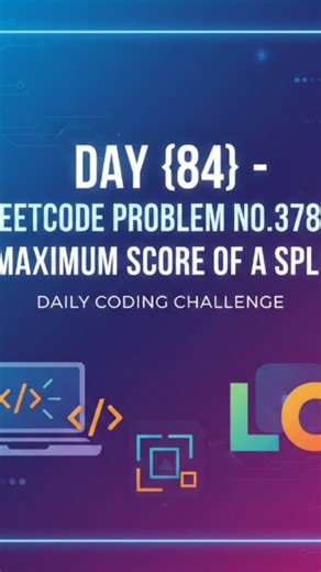 shubham yadav 🧑‍💻 on Instagram: "DAY: 84/100♡🧿 HARD-LEETCODE PROBLEM NO.3788, MAXIMUM SCORE OF A SPLIT 💌, जय श्री राम 🚩 #coding #programming #programmer #python #developer #javascript #code #technology #coder #codinglife #computerscience #reelitfeelit❤️❤️ #java #webdevelopment #webdeveloper #tech #reels #softwaredeveloper #software #webdesign #codingisfun #reelsinstagram #softwareengineer #programmers #reelkarofeelkaro❤ #cybersecurity #development #computer #hacking #programmingmemes"