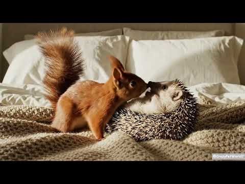 Squirrel and Hedgehog Meet for the First Time 🐿️🦔
