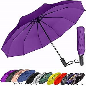 SIEPASA Windproof Travel Compact Umbrella-Automatic Umbrellas for Rain-Compact Folding Umbrella, Travel Umbrella Compact, Portable Windproof Umbrellas for Men Women Teenage.(Purple, 54 Inch)