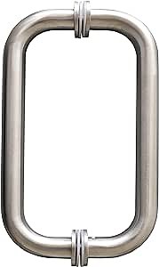 CKB 8" Shower Door Handle, Compatible with 1/4" (6mm) to 1/2" (12mm) Thick. Stainless Steel Double Side Glass Door Pull, Brushed Nickel