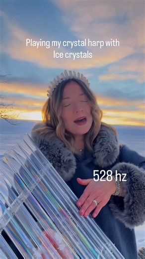 Demetra ~ ✨Sound Healer and Vocal Alchemist✨ on Instagram: "I usually play my @soulstar.singing.bowls Cosmic Rainbow Crystal Harp with mallets… but my favorite way is with ice crystals and water ❄️💧 It’s much trickier to play it this way. Especially in frigid temperatures with frozen hands… and I’ve noticed that only certain tubes will “choose” to sing. This day was especially cold and at first none of them wanted to sound. But slowly… one by one… they began to warm up and respond ✨ Whenever I