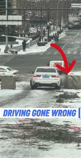BMW Ice Driving Fail! Driver Loses Control on Frozen Street 🧊🚗 | Winter Driving Gone Wrong #shorts