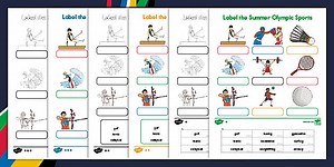 Label the Summer Games Sports Differentiated Worksheet for K-2nd Grade