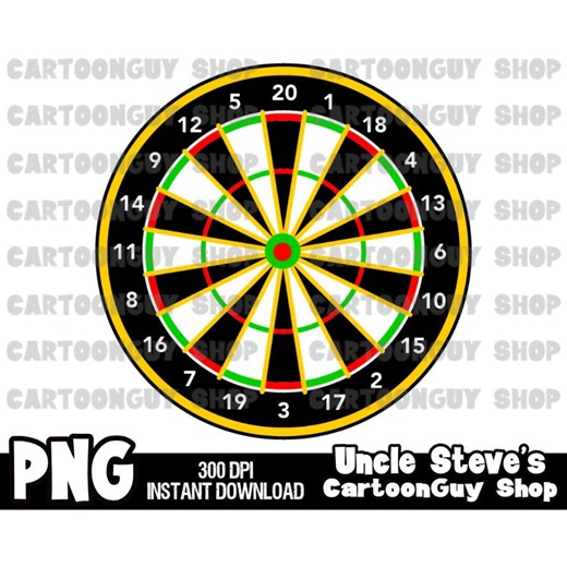Darts Clip Art: Cartoon Dartboard PNG Image (digital Download) - Etsy