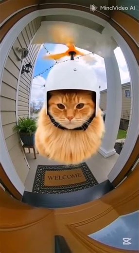 POV : Un chat-hélicoptère fonce sur ta sonnette 🚨 #funny #chatdrole