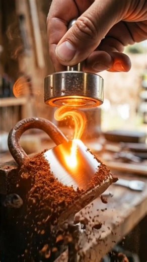 Rusty Padlock Transformed! Magnetic Rust Removal Magic 🧲✨