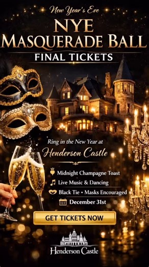 The New Year’s Eve Extravaganza is almost here ‼️🥂 Final tickets are going fast! Celebrate New Year’s Eve in unforgettable style at the Henderson Castle! 🪄Magic Show during dinner ✨ Live music & dancing 🥂 Midnight champagne toast 🎭 Black tie • Masks encouraged 🏆Prizes for best dressed & scavenger hunt winner 🎟️ Very limited tickets remaining. 🖇️: https://events.timely.fun/p362nrb4/posterboard #kalamazoothingstodo #newyear #celebration #newyearsday #eventspace #winterwonderland #Christmas 