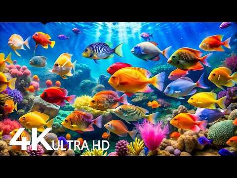 DREAM AQUARIUM 4K - Marine Life, Sea Animals and Coral Reef - Fish Tank Sounds for Deep Sleep #69