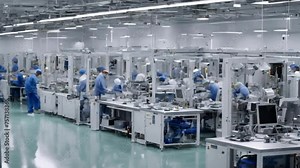 A video tour of an electronics manufacturing facility showing the assembly line for ICs.