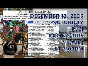 PJCI LIVE RACING KARERA TIPS OF BATANG PISTA PHIL JOCKEY CLUB RACE DECEMBER 13, 2025 SATURDAY @3PM
