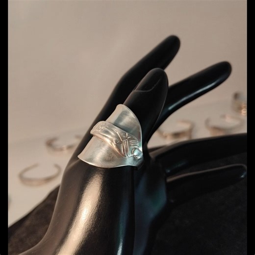 A new find of the Apostle spoon today. Watch how we transform an unwanted spoon into a beautiful ring to enjoy for years to come. Find it in our Etsy store, link in bio. #spoonring #handmadejewelry #etsyshop #silverring | Hippimumma