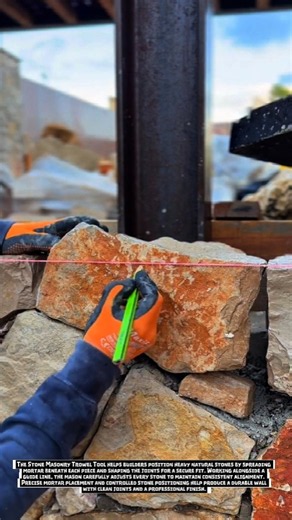 Stone Masonry Trowel Tool Sets Heavy Natural Stones for Precise Wall Construction