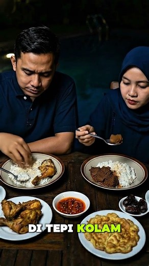 Newlyweds having sahur by the pool! #uniqueculinary #eating #shortsfeed