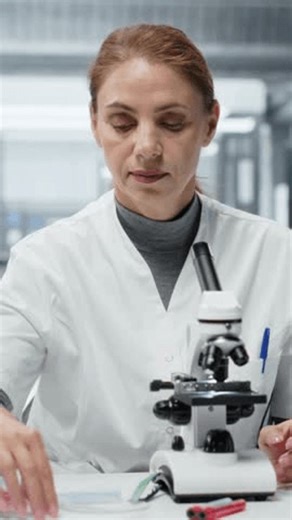 clip-3973964135-vertical-video-molecular-biologist-using-compound-microscope