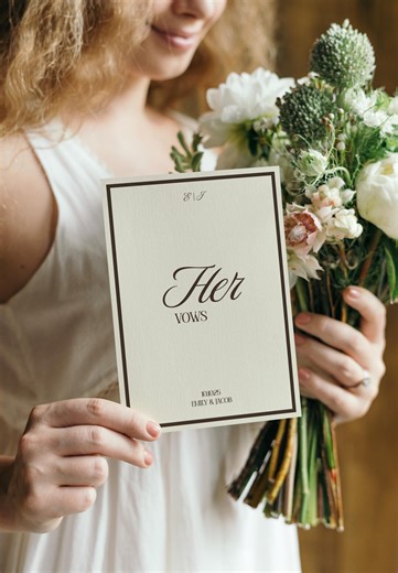 His and Her Vows | Elegant Brown Wedding Vows | Script Vow Cards | Editable Wedding Vow Template Canva - Etsy