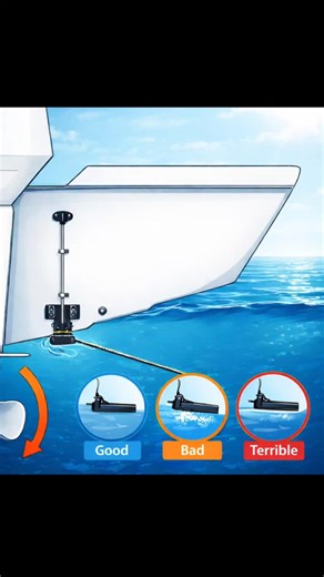 Transducer location matters. A lot. There’s no single “perfect” spot that works on every boat. Hull shape, motor position, weight distribution… it all changes things. That’s why adjustment is key. If your transducer is too high - air gets between it and the water, this causes lost bottom, weak returns, noisy screen. Your sounder can only read through water. Even a small air gap will cause problems. Set it, test it, adjust it… Small changes make a big difference. If your sounder drops out at spee
