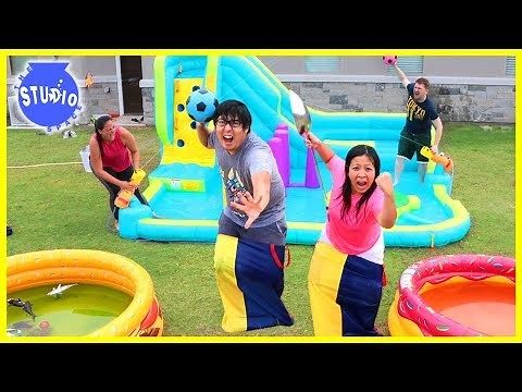 Slime Pools Giant Water Bouncer Obstacle Course with Water Balloons