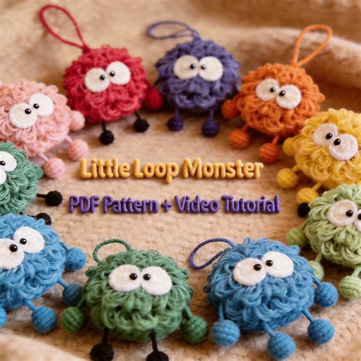 Crochet Monster Keychain Pattern (US Terms)   Bonus Video Tutorial - Etsy