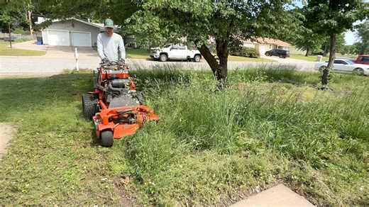 This was a really weird job. I found this house in the middle of a nice neighborhood and it looked way out of place because it hadn’t been mowed all year. I spoke to the neighbor behind and he told me that a 98 year old woman owns the home but refuses to sell it. She was renting it out a while ago and the renters fixed up a lot of the house. They wanted to buy it from her but she wouldn’t sell so they ended up moving out. Since then it hasn’t been touched, the roof has been leaking, and it’s abo
