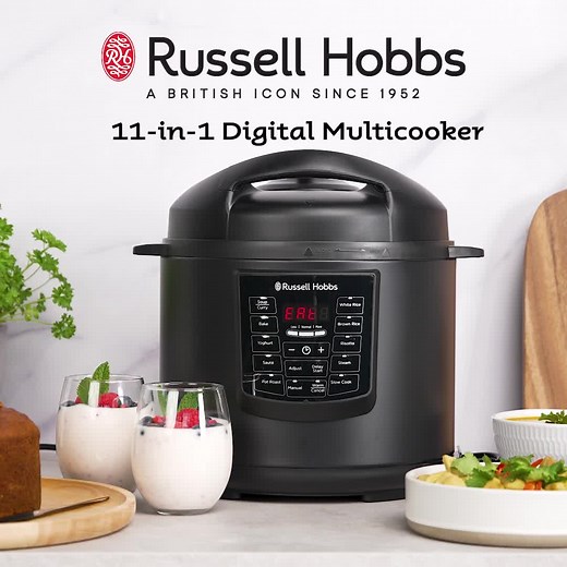The Russell Hobbs 11-in-1 Digital Multicooker, in a premium matte black finish, features 8 pressure cooking programs for quick meals and 3 non-pressure programs to slow cook, sauté and even make your own yoghurt. Create mouth watering risottos, curries and delicious cakes for dessert at the touch of a button. | Russell Hobbs Australia & New Zealand | Facebook