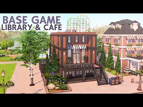 Base Game Library & Cafe | NO CC | The Sims 4 Speed Build