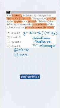 Find the X-Intercepts of a Parabola: EASY Method! 📐Problem 1/5 #satmath #satexam #satprep